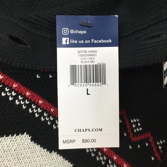 Chaps NWT Polar Bear Pullover Black Size L Fair Isle Snowflake Winter Christmas - Picture 5 of 10